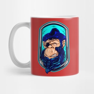 chimpanzee pirate illustration Mug